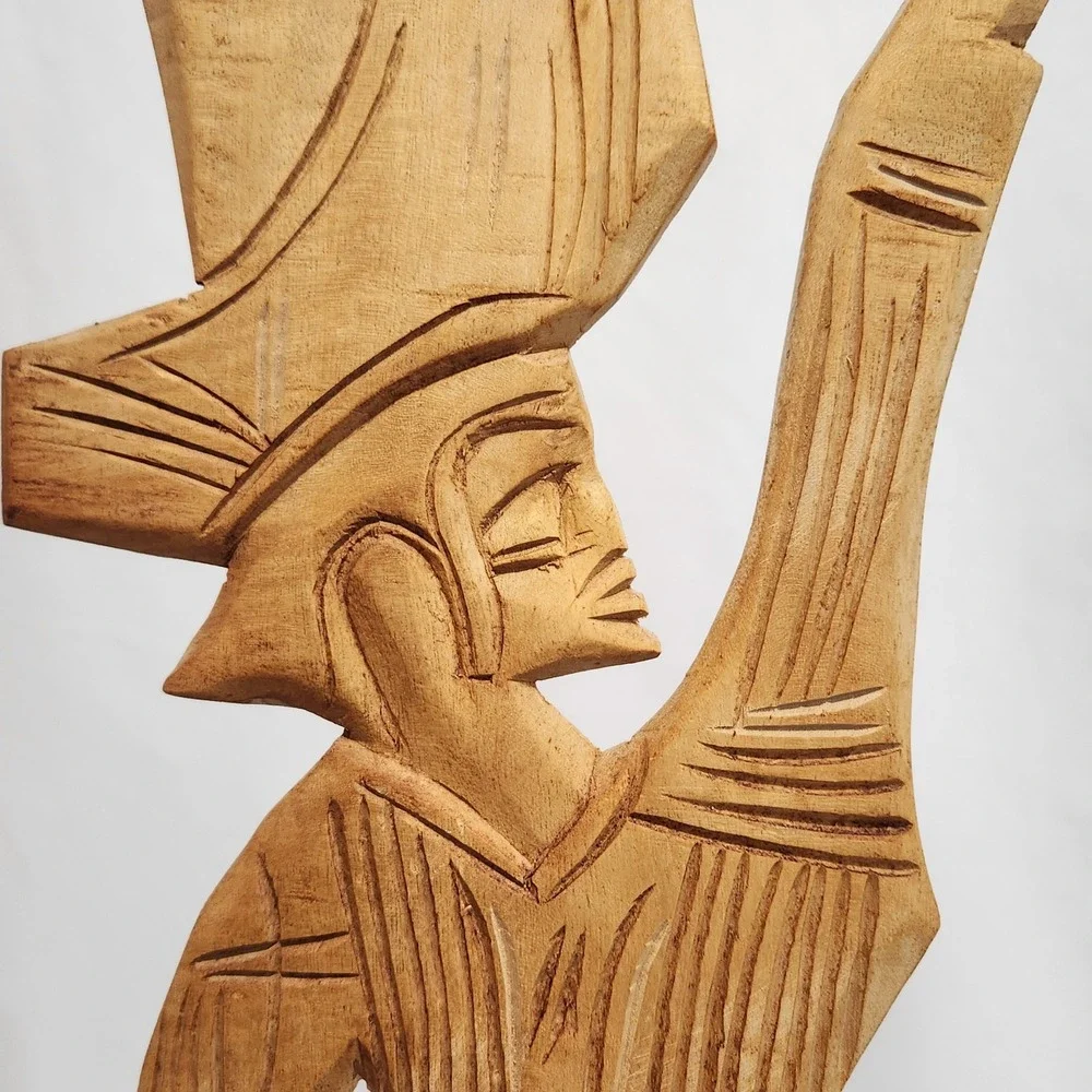 Vintage African Hand Carved‎ Wood Wall Art Plaque Set Man Woman 21